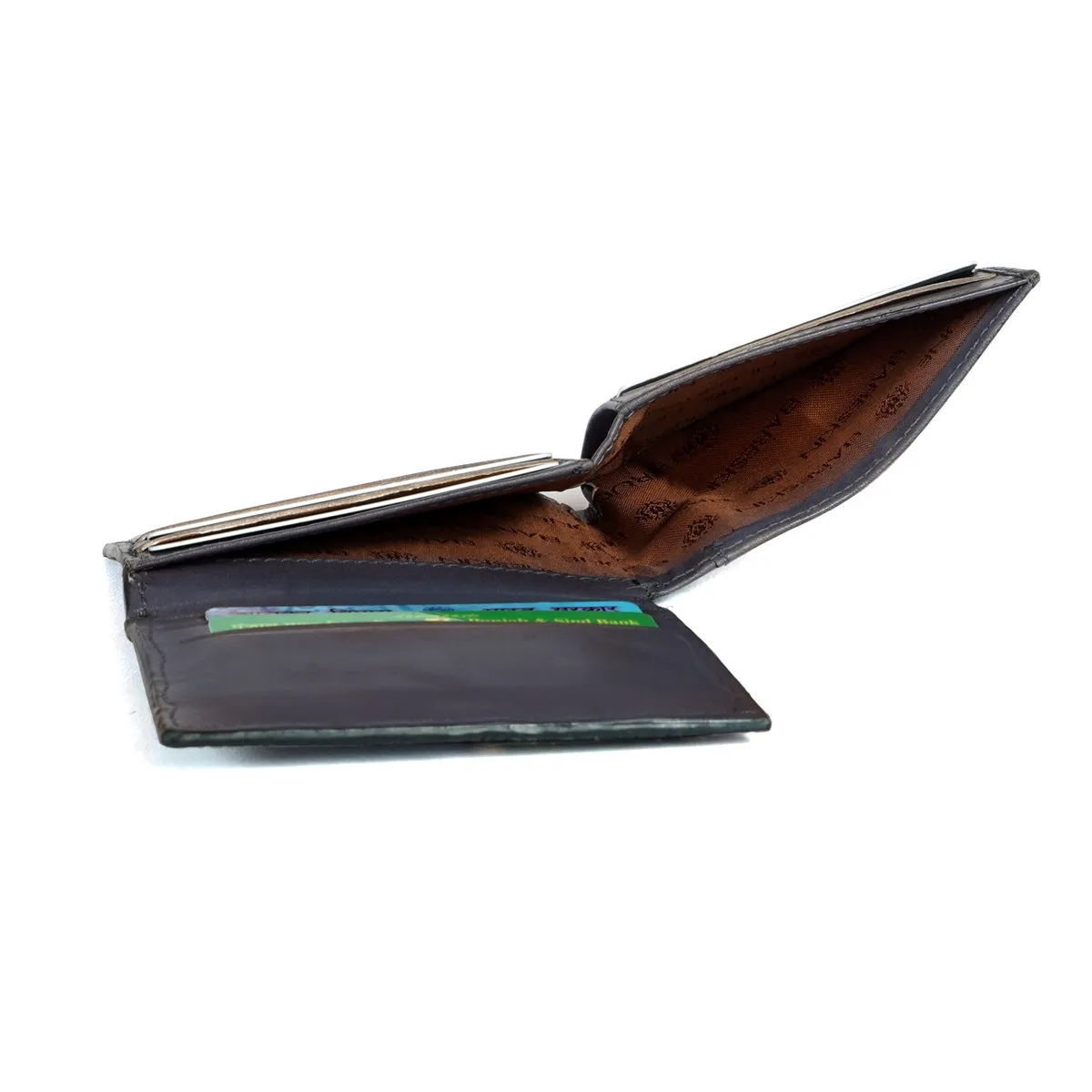 2 IN 1 Multi Slot Bi-Fold Wallet with Customized "PAMBI" Name Initial in Exotic Stingray Fish Leather