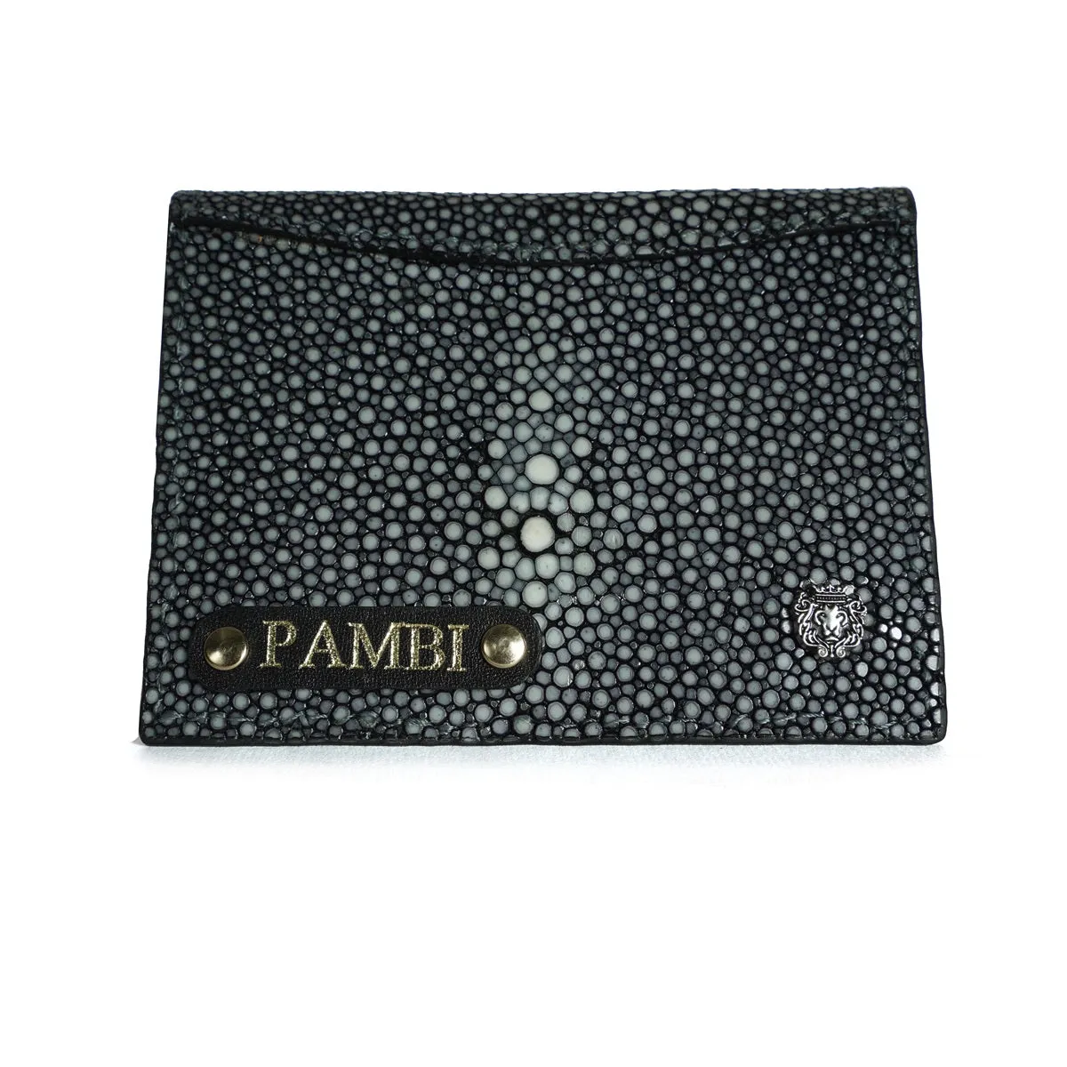 2 IN 1 Multi Slot Bi-Fold Wallet with Customized "PAMBI" Name Initial in Exotic Stingray Fish Leather