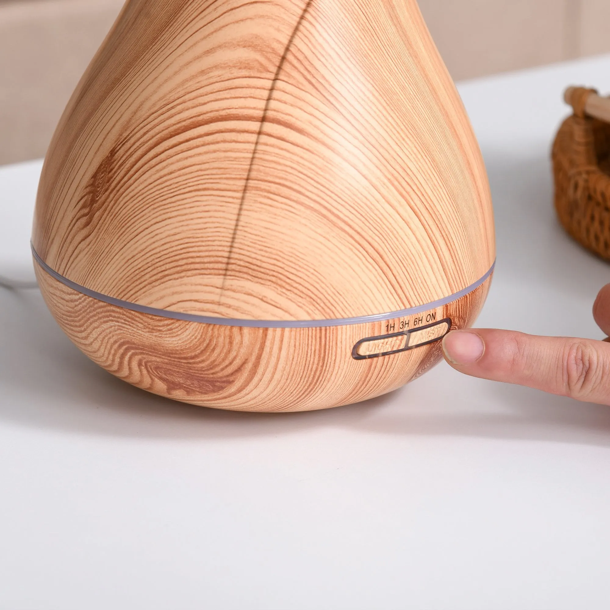 300ml Essential Oil Diffuser for Essential Oils Aromatherapy Diffuser Humidifier with Timer, 7 Colors Lights Changing, USB Connection, Auto-off for Home and Office, Wood Effect Brown & Water w/ Timer Auto Shutdown