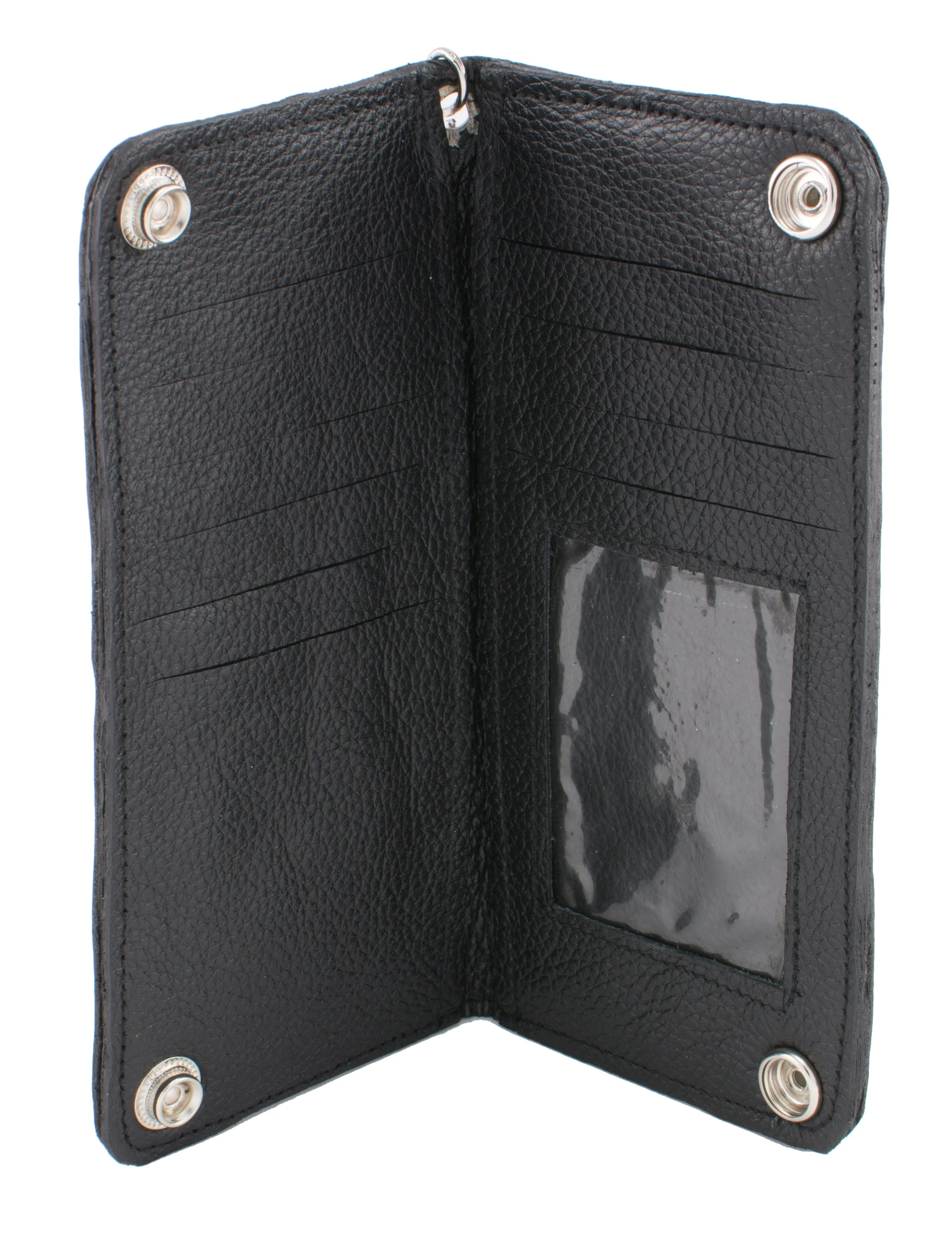 (7X3.5) Men's Bi-Fold Long Wallet w/ Steel Chain