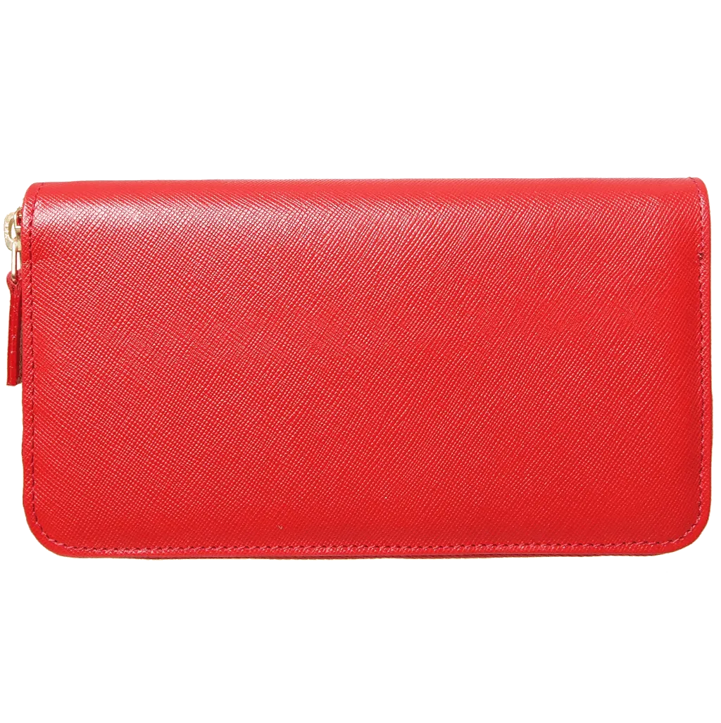 8 Credit Card Saffiano Zip Around Wallet Red