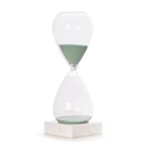 90-Minute Sand Timer on Crystal Base with Light Blue Sand