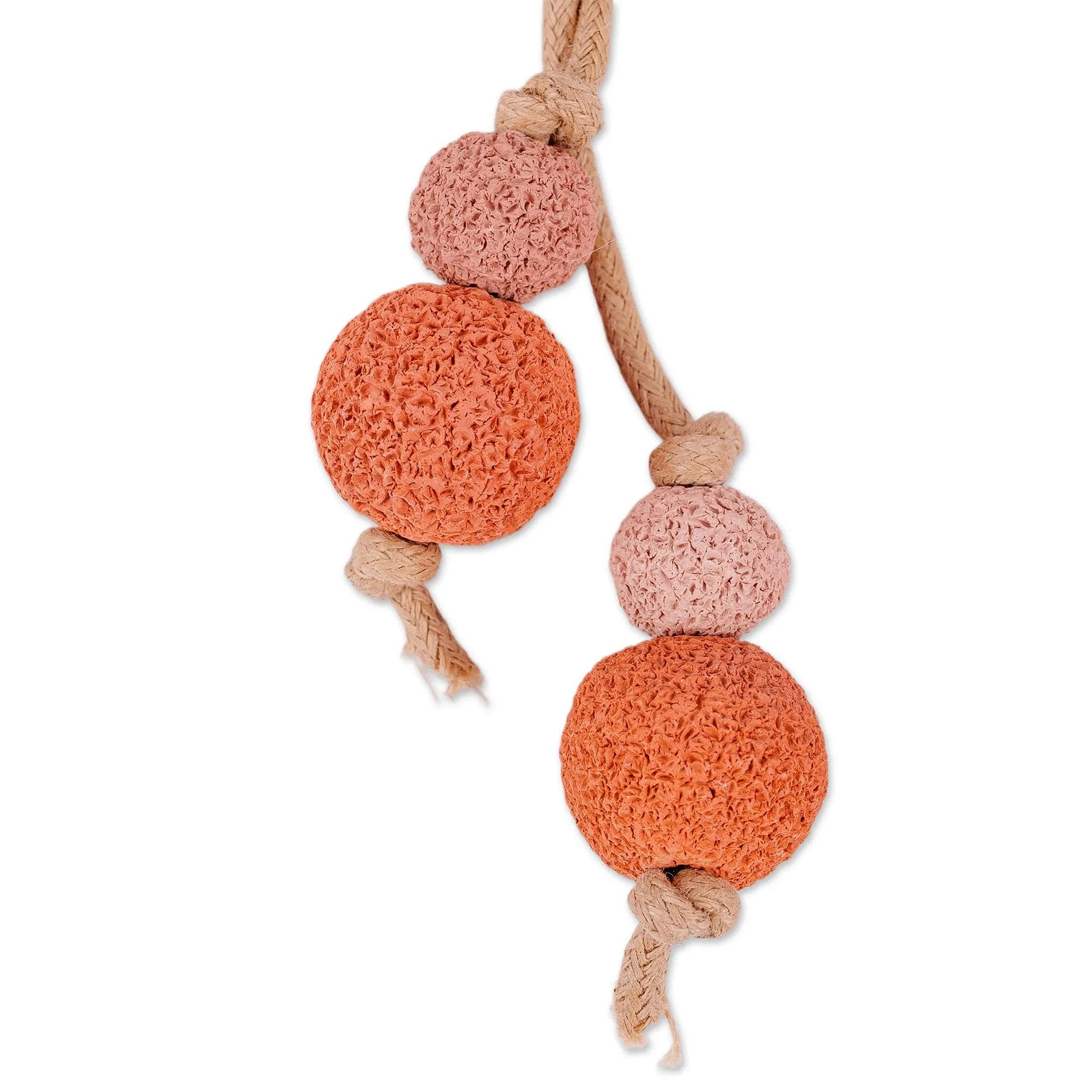 Adjustable Orange and Pink Ceramic Beaded Choker Necklace - Sweetness at Sunrise | NOVICA
