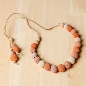 Adjustable Orange and Pink Ceramic Beaded Choker Necklace - Sweetness at Sunrise | NOVICA