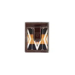Ariat Brown Magnetic Money Clip with Brown Southwestern Fabric Inlay