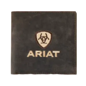 Ariat M&F Men's Brown Crazy Horse Embroidered Bifold Wallet