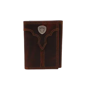 Ariat® Men's Brown Center Bump Shield Trifold Wallet A3550102