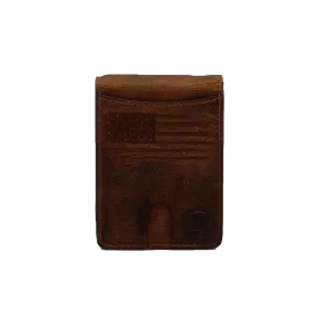 Ariat® Men's Brown Distressed USA Flag Money Clip Wallet A3546002