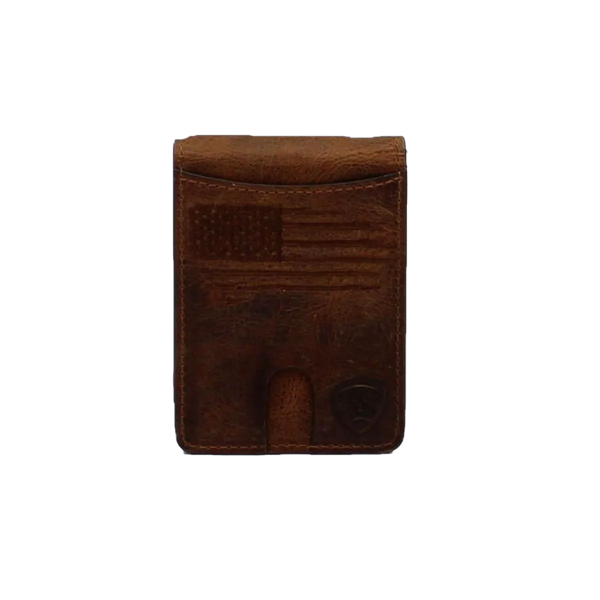 Ariat® Men's Brown Distressed USA Flag Money Clip Wallet A3546002