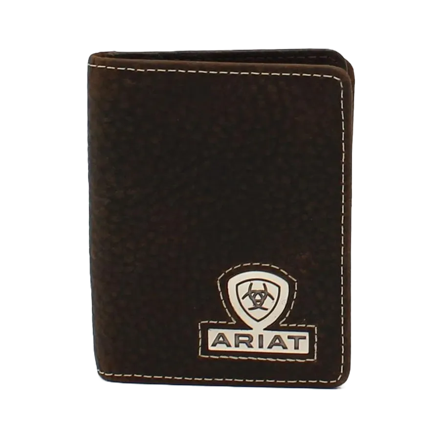 Ariat Western Men's Bifold Concho Logo Brown Rowdy Wallet A35469282