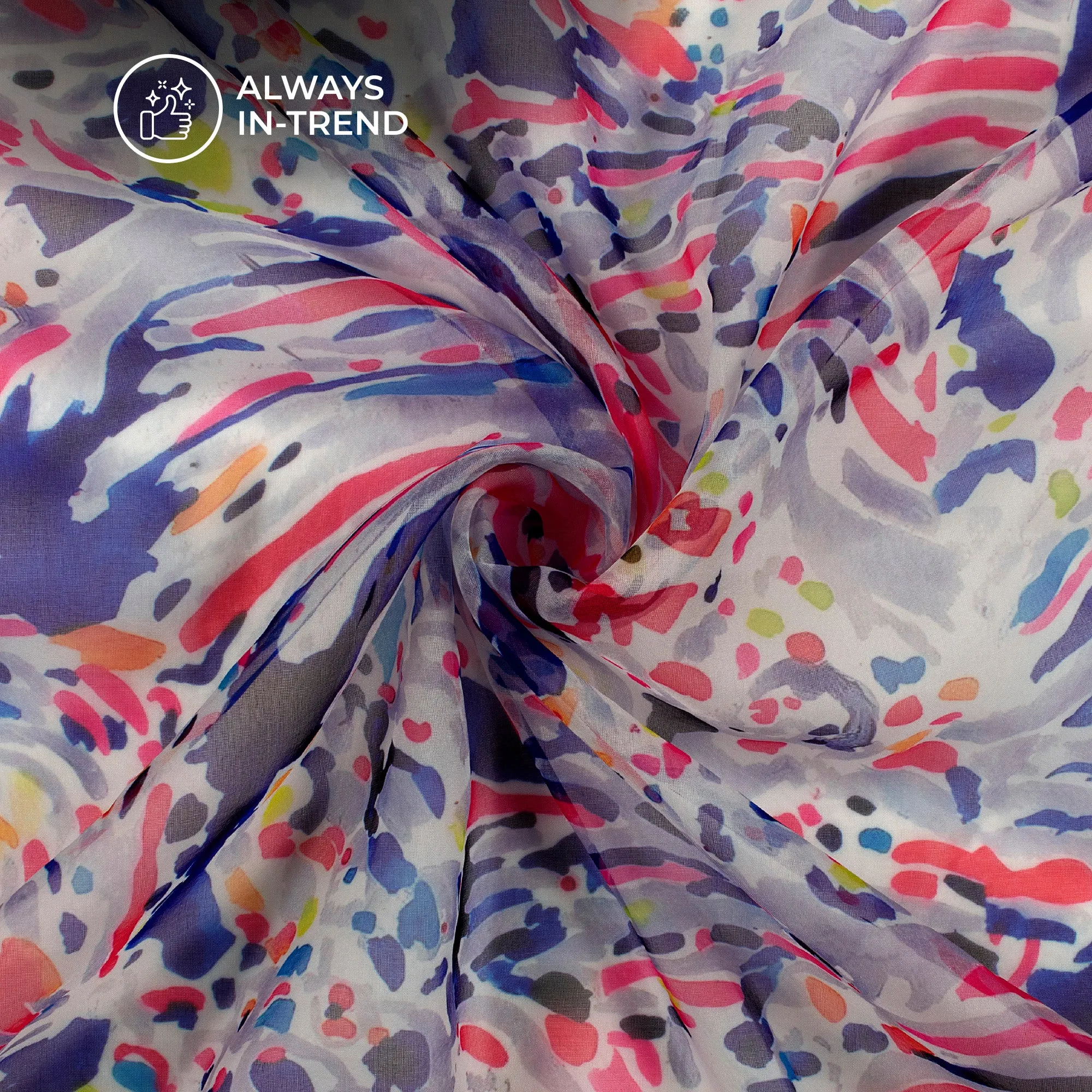 Attractive Abstract Digital Print Matt Organza Fabric