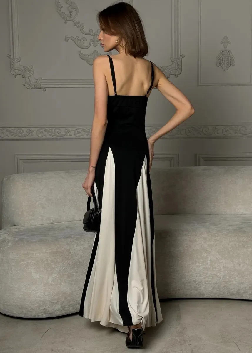 Aylana Contrast Colorblock Maxi Dress