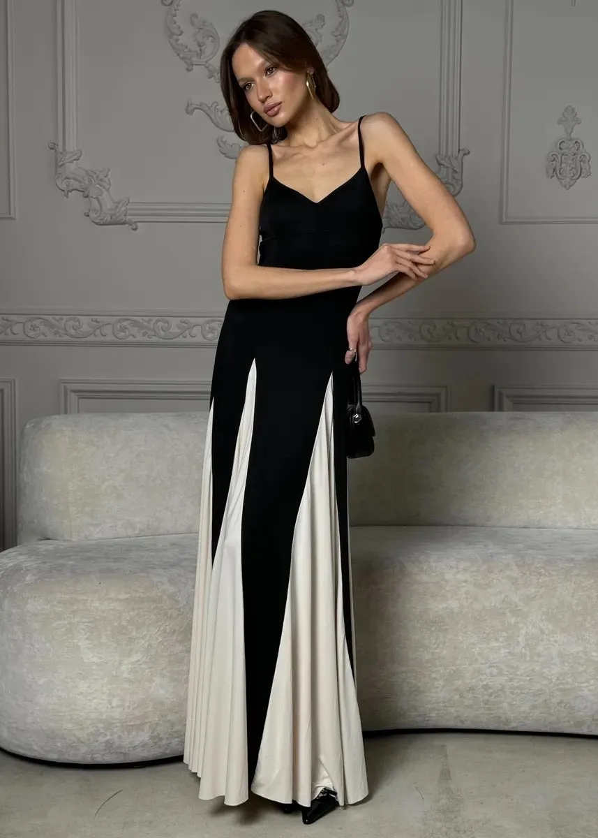 Aylana Contrast Colorblock Maxi Dress