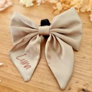 Beige satin sailor dog bow tie