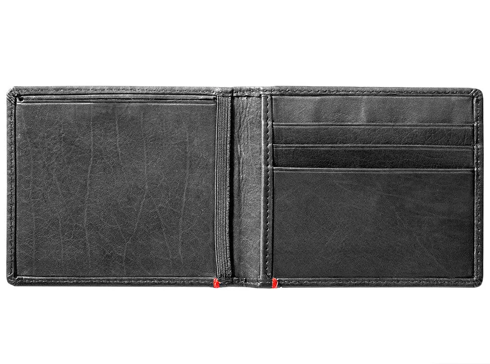 Black Leather Wallet- Zippo 1932 Metal Plate Design