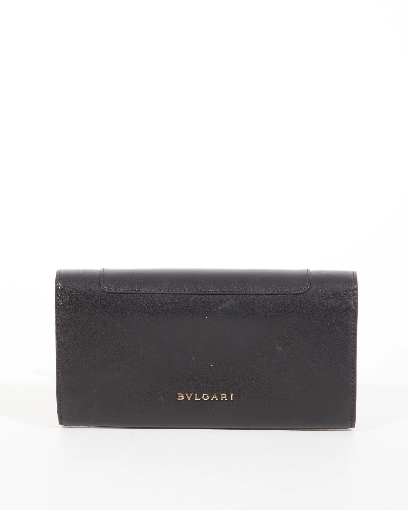 Bulgari Black Leather Serpenti Continental Wallet