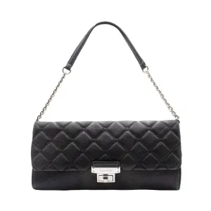 Calvin Klein Quilted Flap Shoulder Bags Leather Black Colour For Women