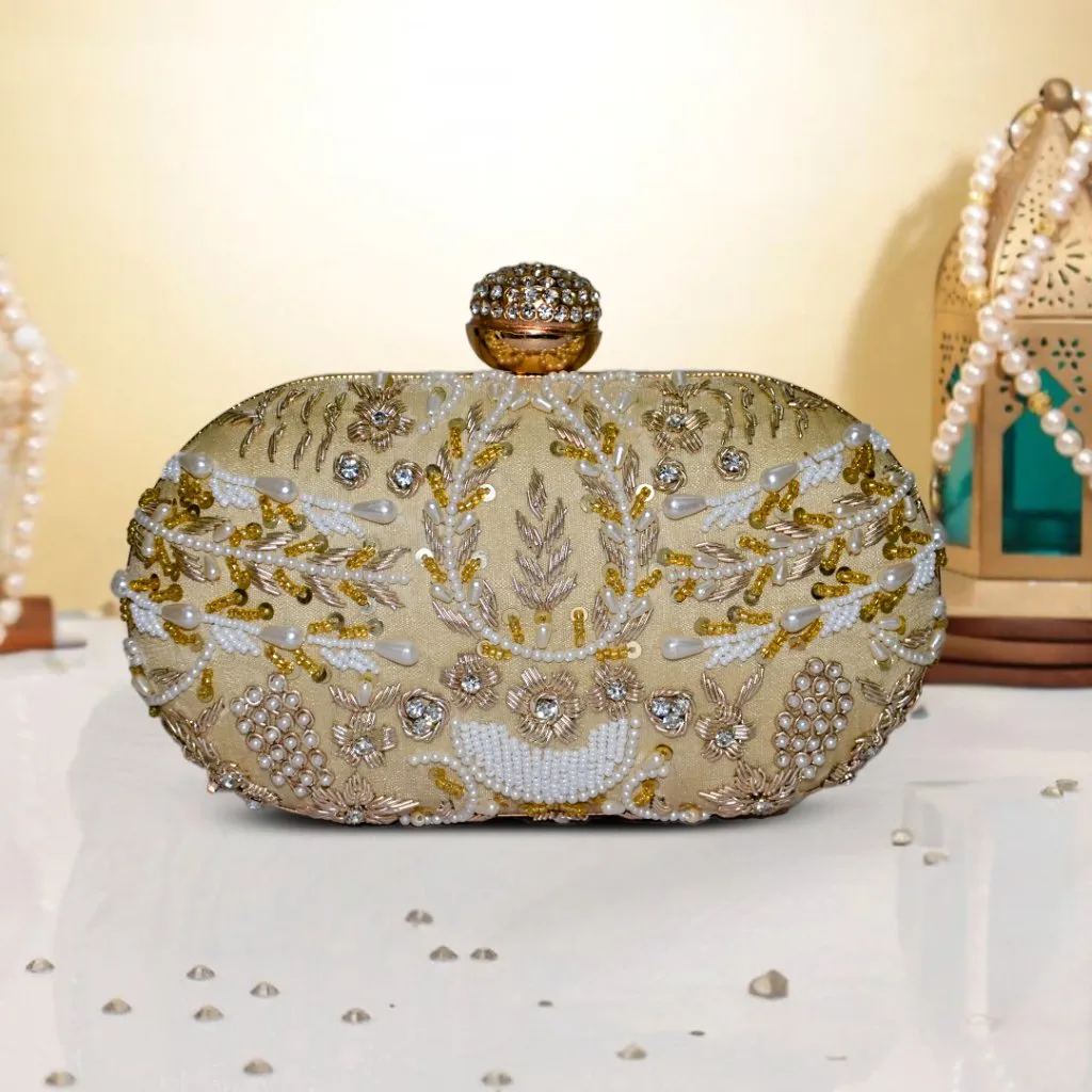 Capsule Zari Clutch | Golden