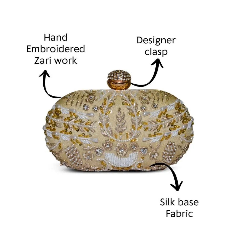 Capsule Zari Clutch | Golden
