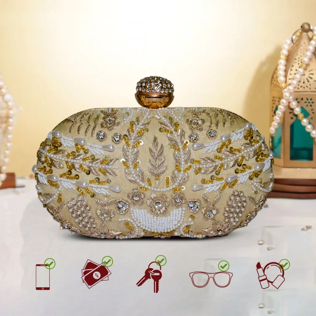 Capsule Zari Clutch | Golden