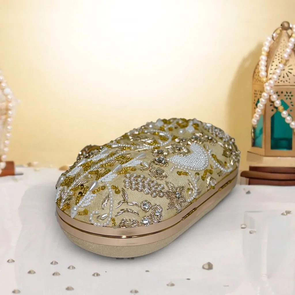 Capsule Zari Clutch | Golden