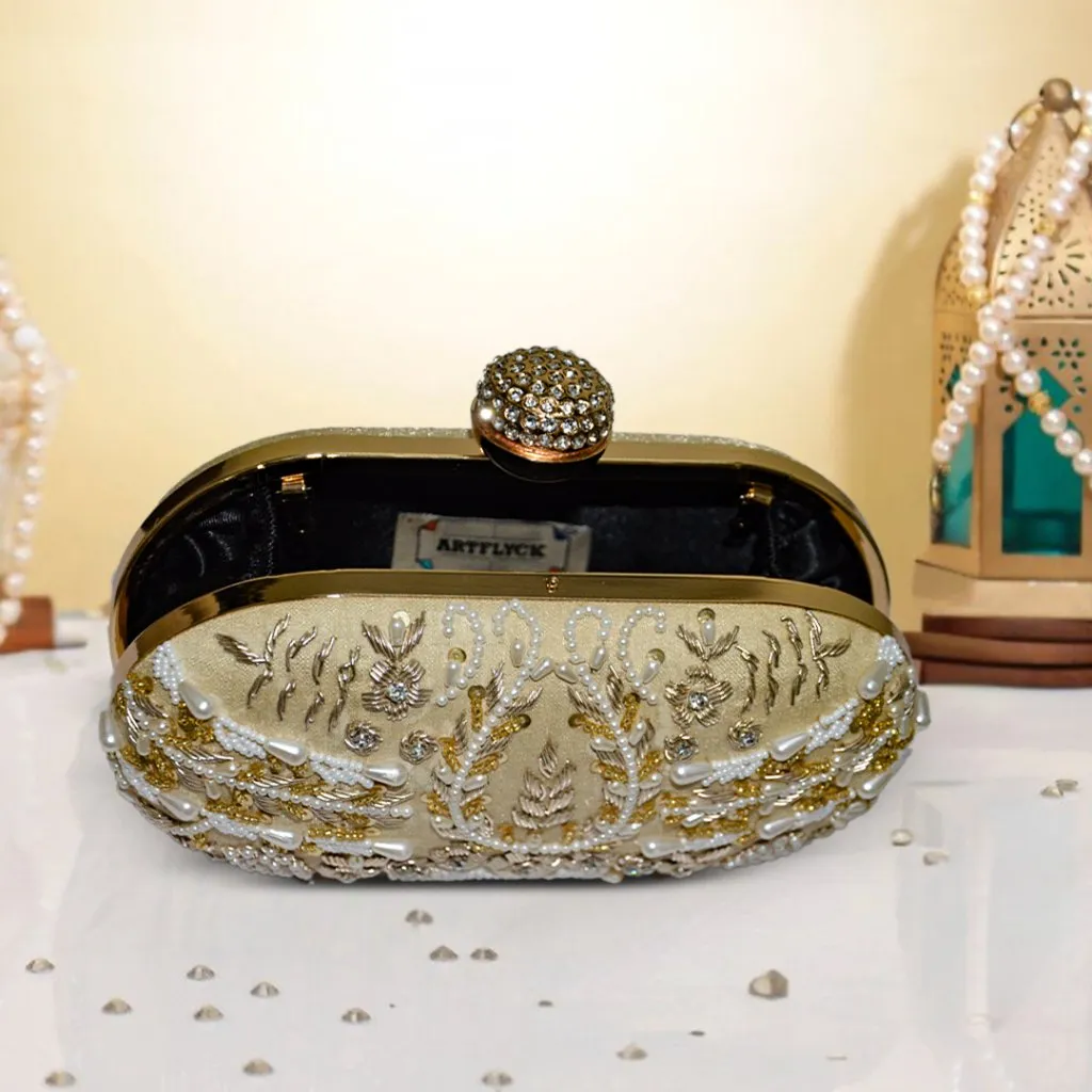Capsule Zari Clutch | Golden