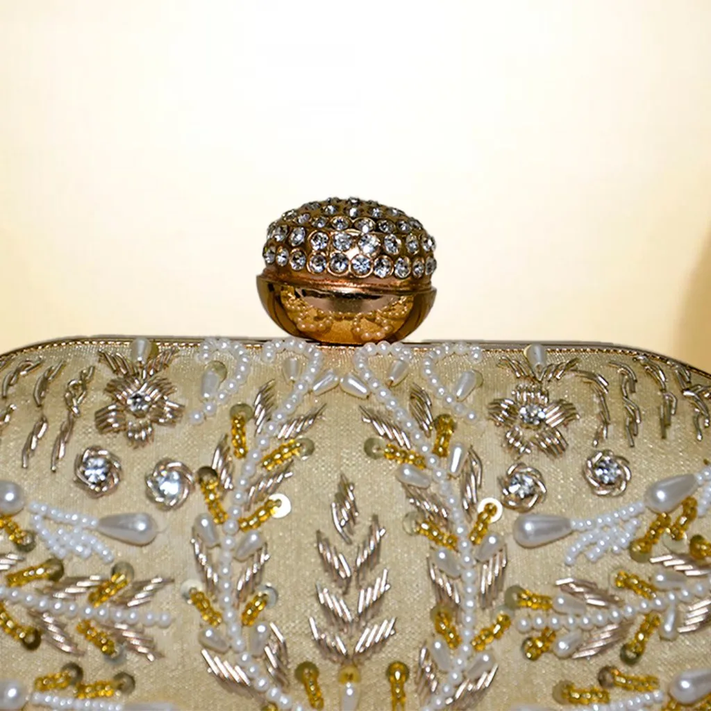 Capsule Zari Clutch | Golden
