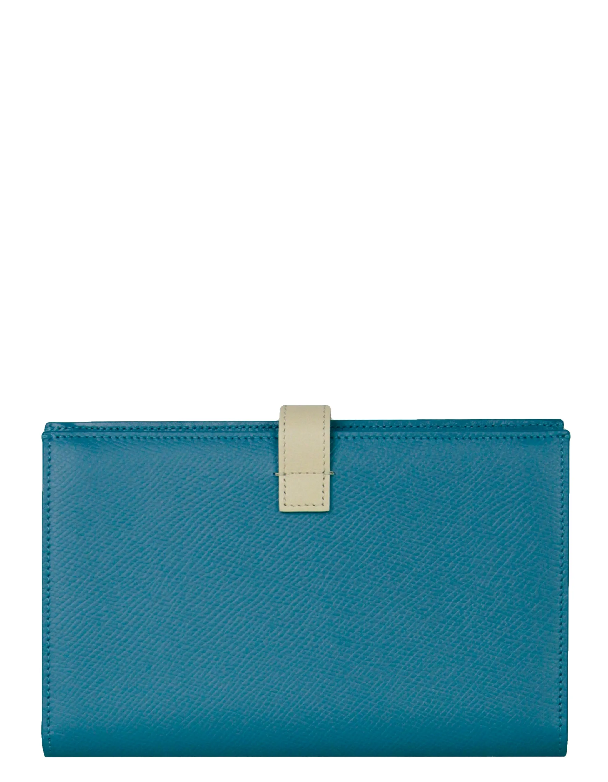 Celine Blue/Beige Calfskin Large Multifunction Snap Wallet