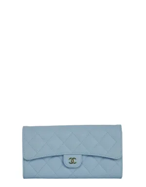 Chanel Light Blue Caviar Leather Wallet