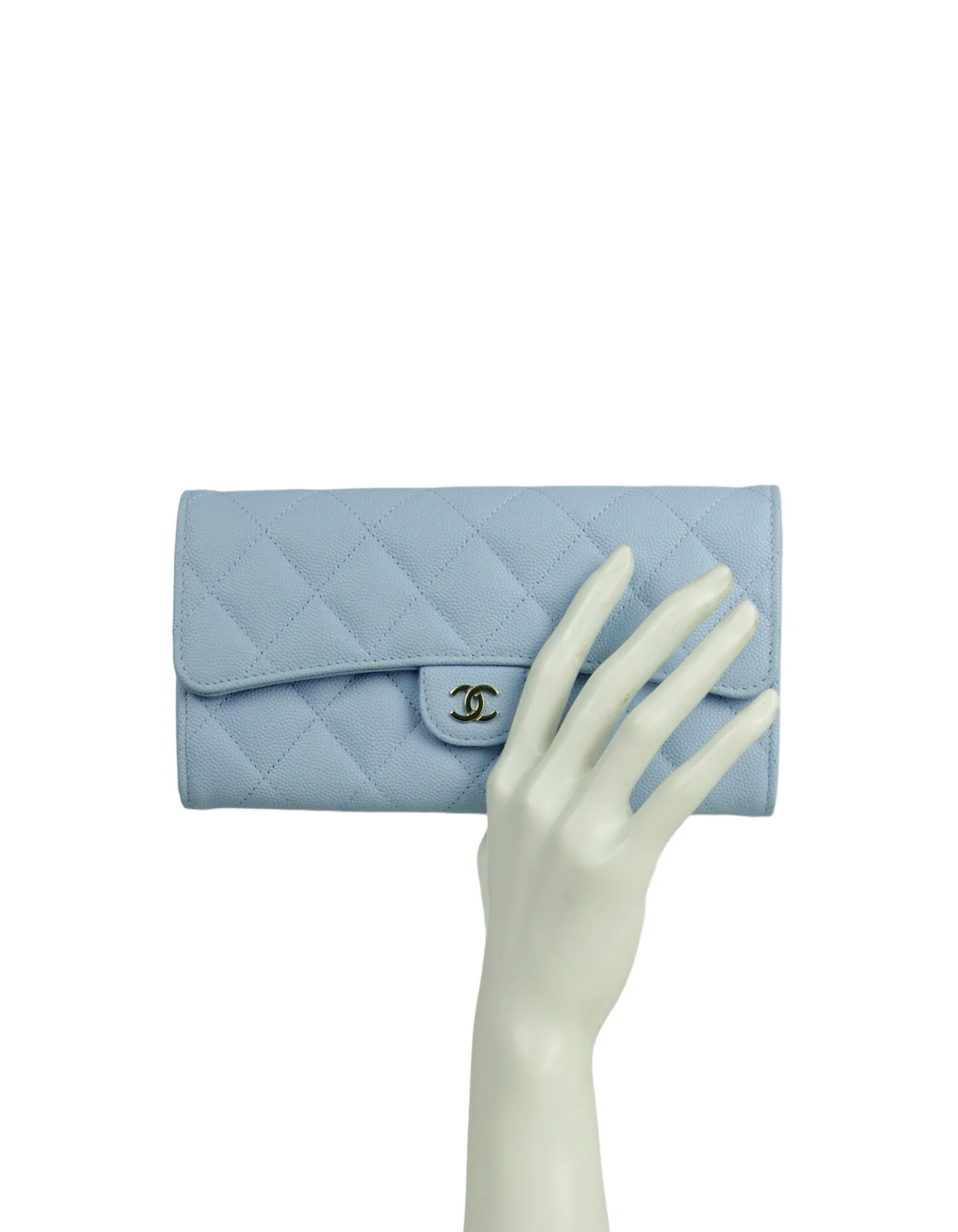 Chanel Light Blue Caviar Leather Wallet