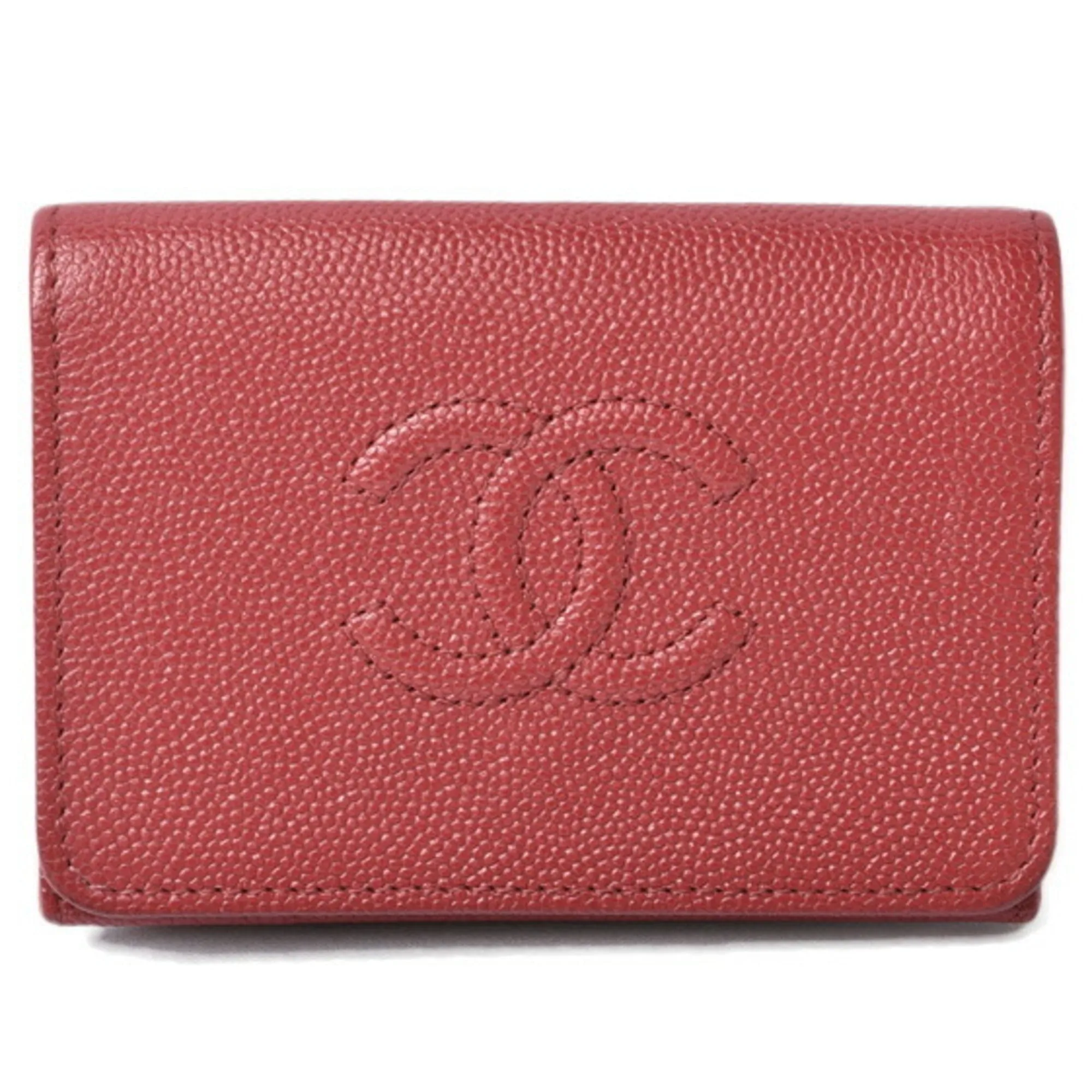 Chanel wallet  here mark caviar skin dark red