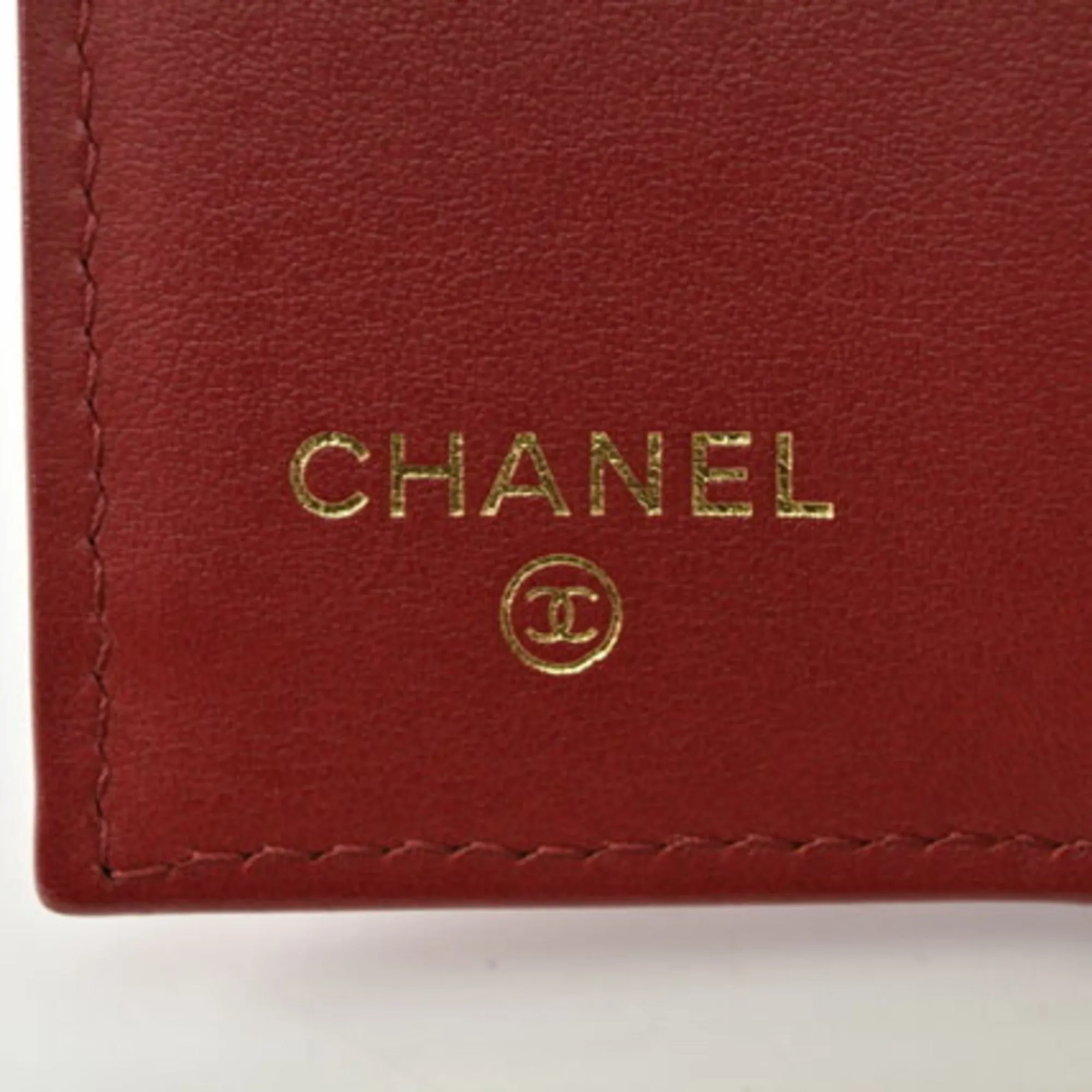 Chanel wallet  here mark caviar skin dark red