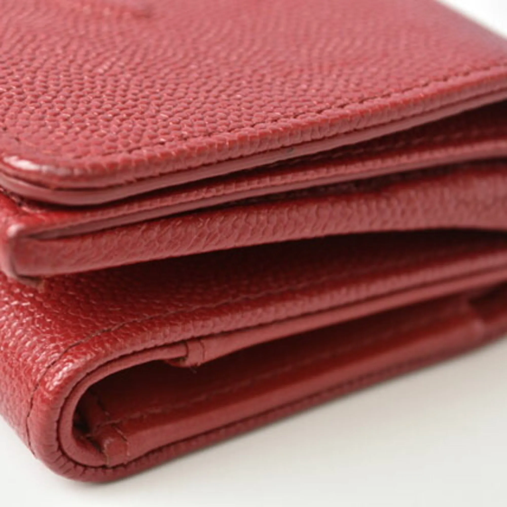 Chanel wallet  here mark caviar skin dark red