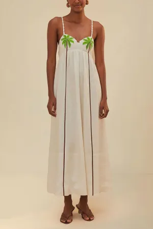 Coconut Tree Embroidered Maxi Dress