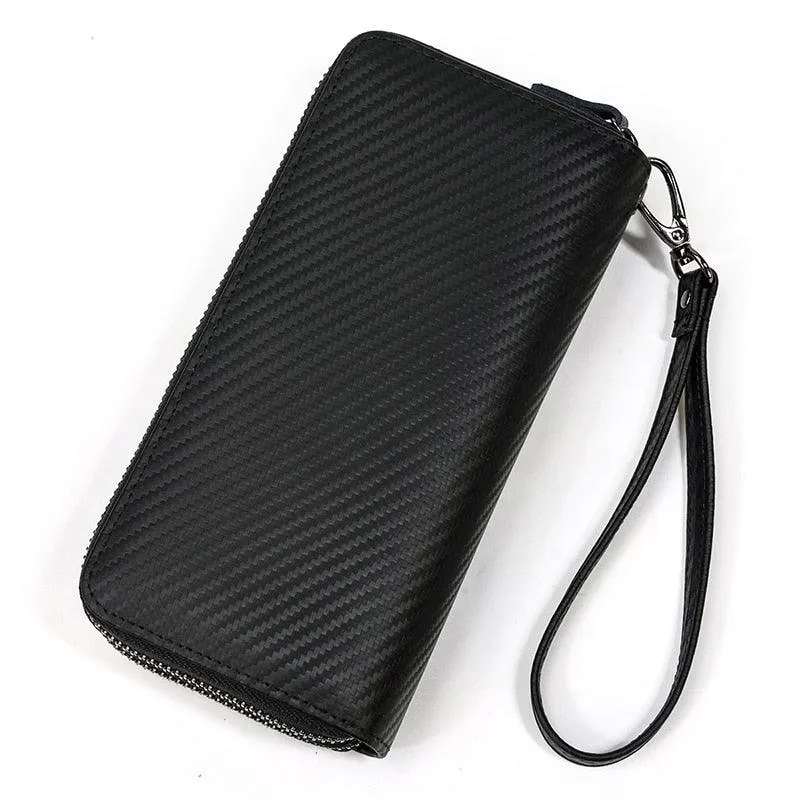 Crazy Horse Leather Wallets For Men And Women Double Zipper