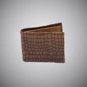 Dark Tan Laser Cut Leather Wallet With Tan Suede Interior