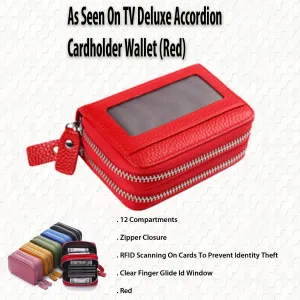Deluxe Accordion Cardholder Wallet - Red