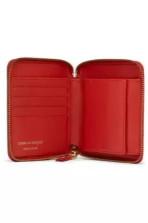 Dots Printed Leather Line Square Zip Around Wallet