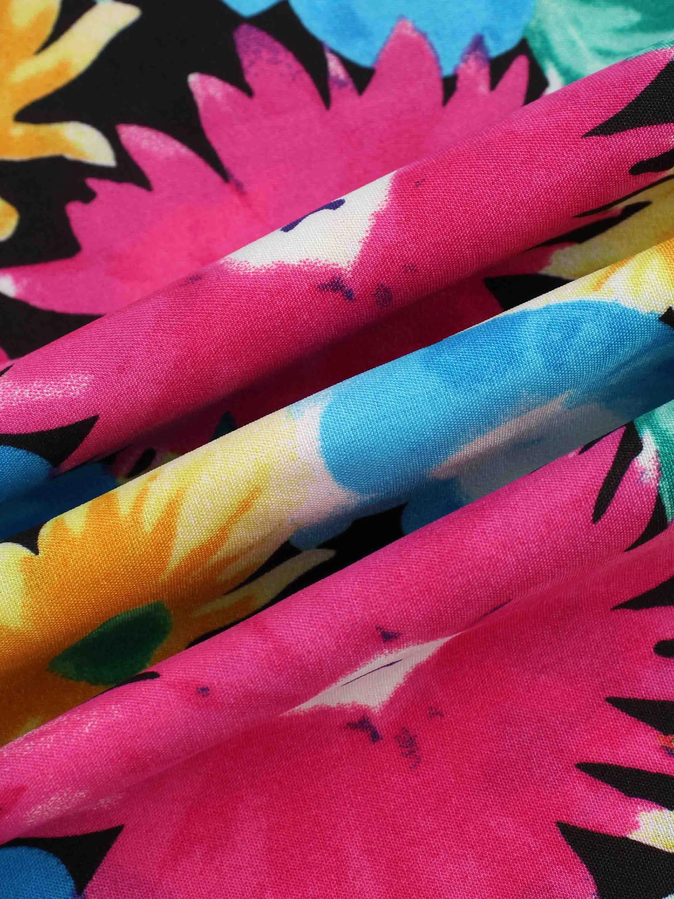 Elastic Waist Printed Skirt-Bright Floral