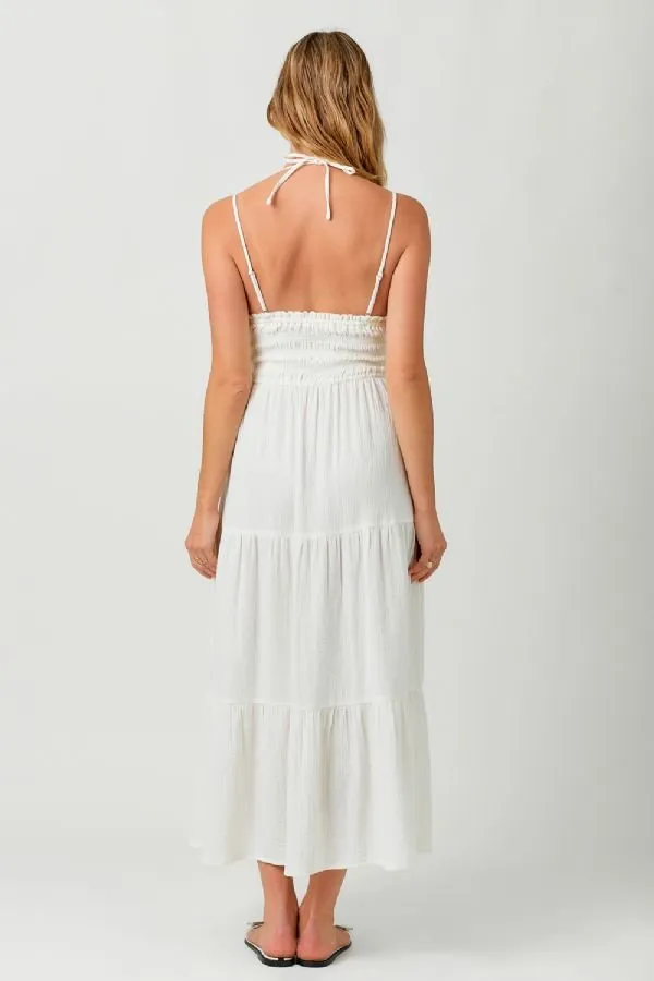 Embroidered Long Tiered Dress
