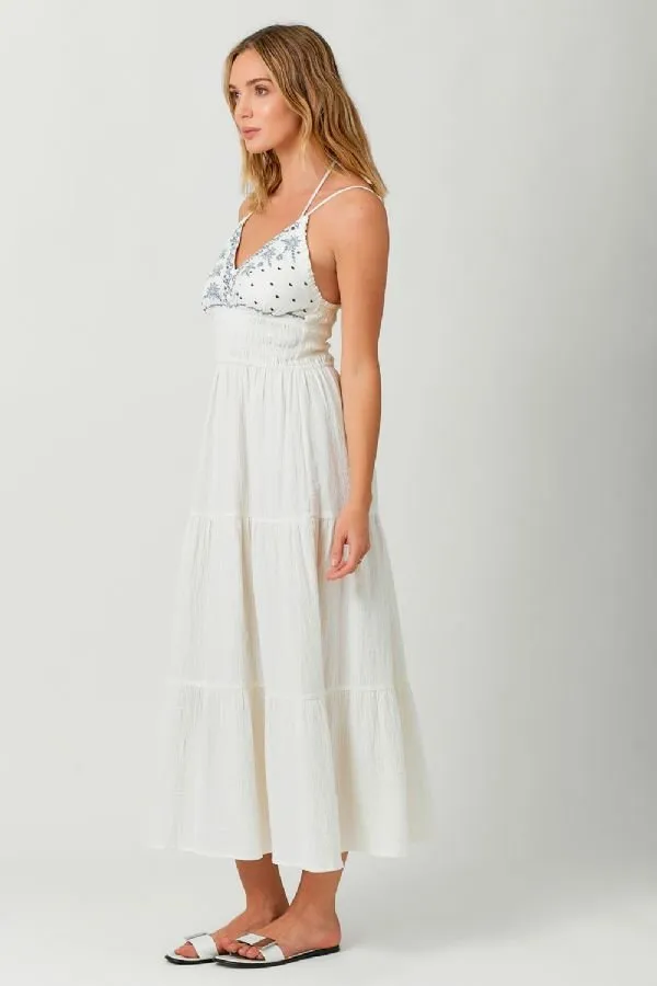 Embroidered Long Tiered Dress