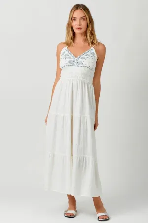 Embroidered Long Tiered Dress