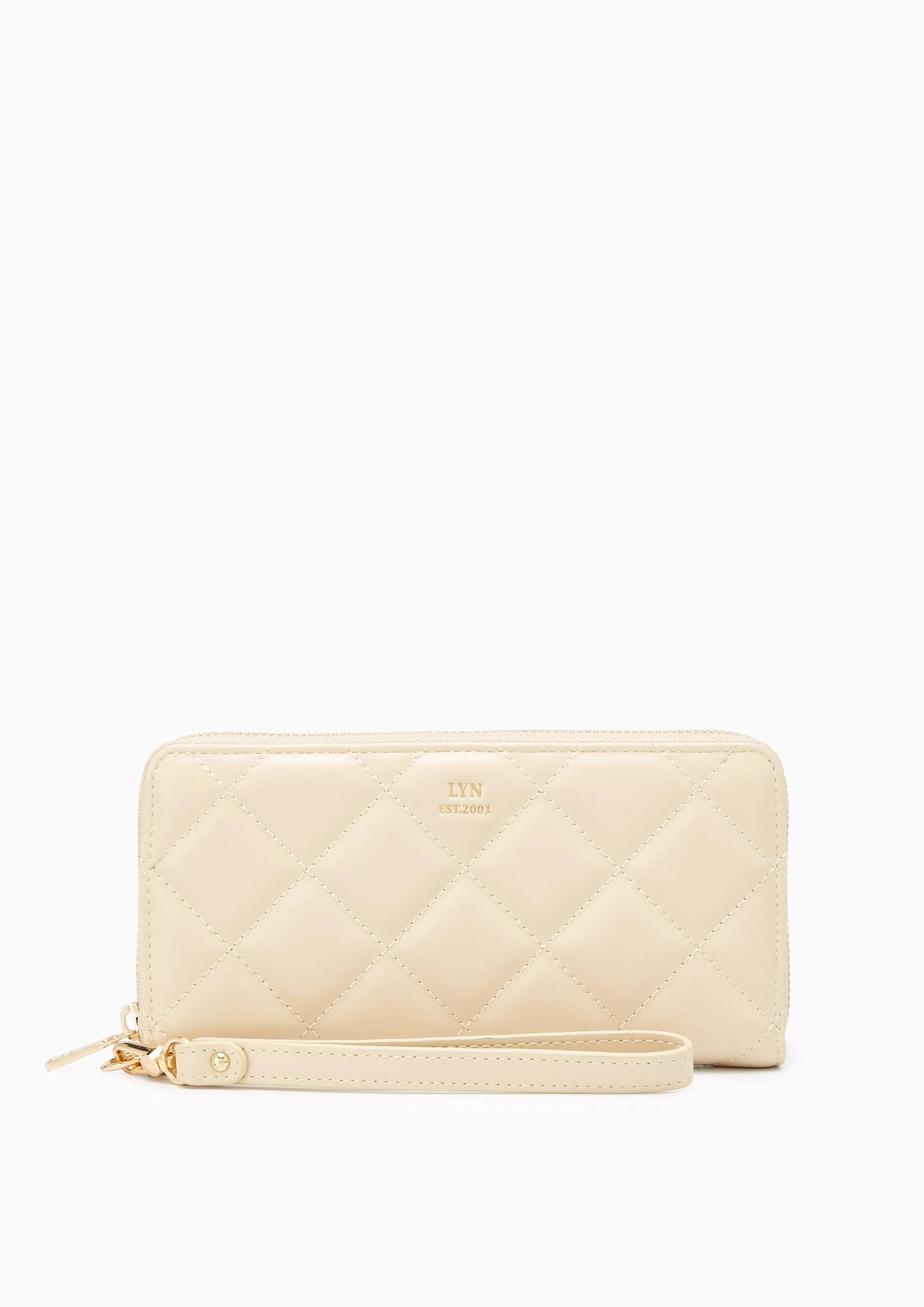 Essential Coin Con Quilt Long Wallet Beige