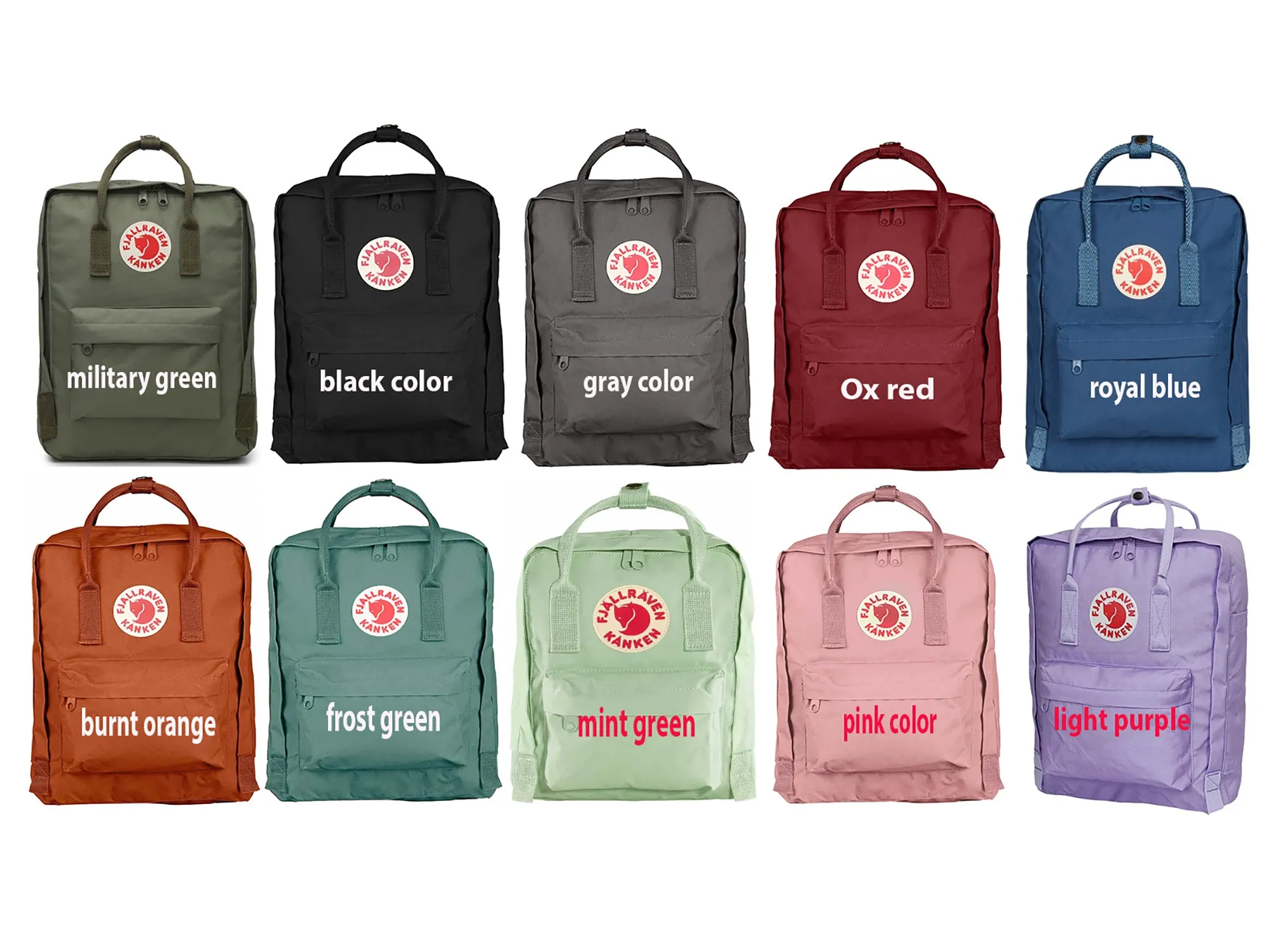 Fjallraven Kanken backpack embroidery design with flower and rainbow embroidery