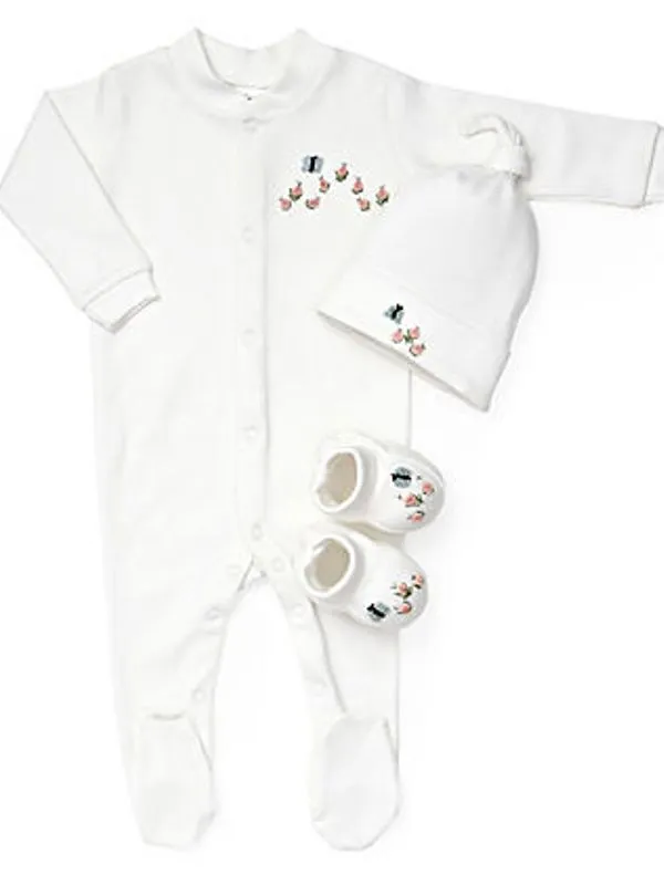 Footie, Rosebuds & Butterfly (Pink)
