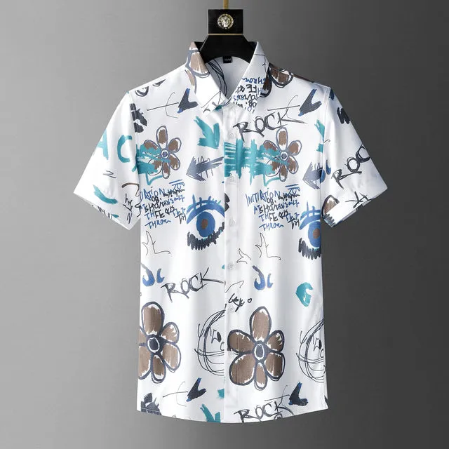 Geometric Printed Pattern Polyester Shirt