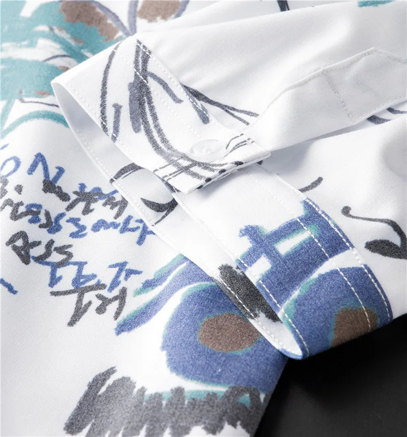 Geometric Printed Pattern Polyester Shirt