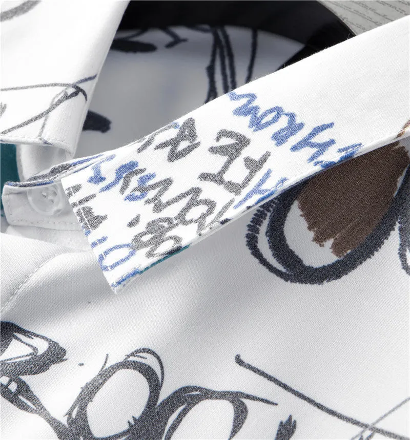 Geometric Printed Pattern Polyester Shirt