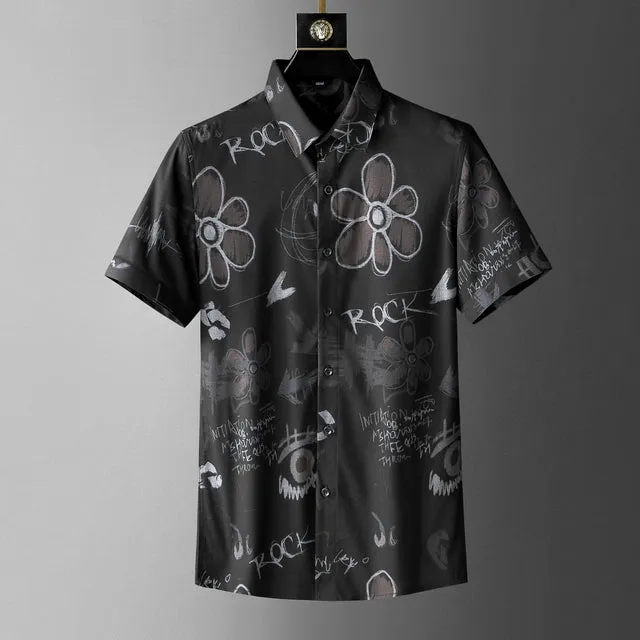 Geometric Printed Pattern Polyester Shirt