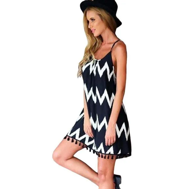 Geometric Printed Tassel Dress